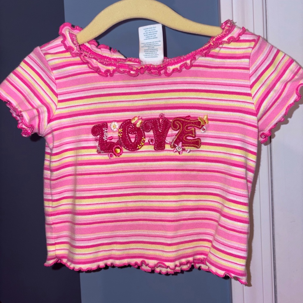 Vintage Wonderkids Pink and Yellow Striped Toddler Shirt